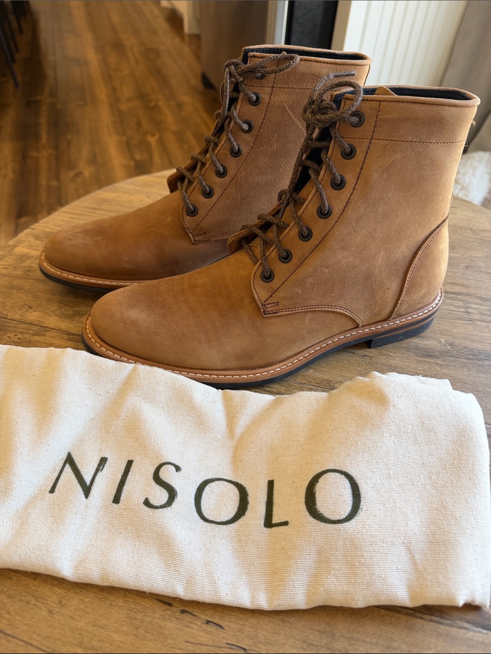 Nisolo Brown Leather Lace-Up all weather Andre’s men’s Boots 9
